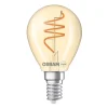 Filament Pære|Led Pærer ^ OSRAM LED Vintage E14 4,9W 922 dråbeformet spiraltråd guld
