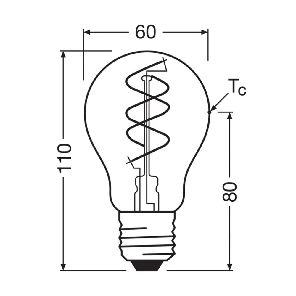 OSRAM Led Pærer > LED Vintage E27 8W 2.200K Spiral Filament clear dæmpbar