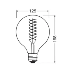 OSRAM Filament Pære|Led Pærer > LED Vintage 1906, G125, E27, 8,4 W, guld, 824, dim.