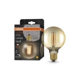 OSRAM Filament Pære > LED Vintage 1906, G95, E27, 6,5 W, guld, 2.400 K, dim.