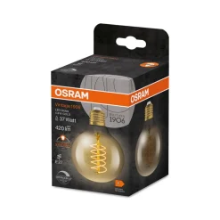 OSRAM Dæmpbar Led-Pære|Filament Pære > LED Vintage 1906, G80, E27, 4,8 W, guld, 2.200 K, dim.