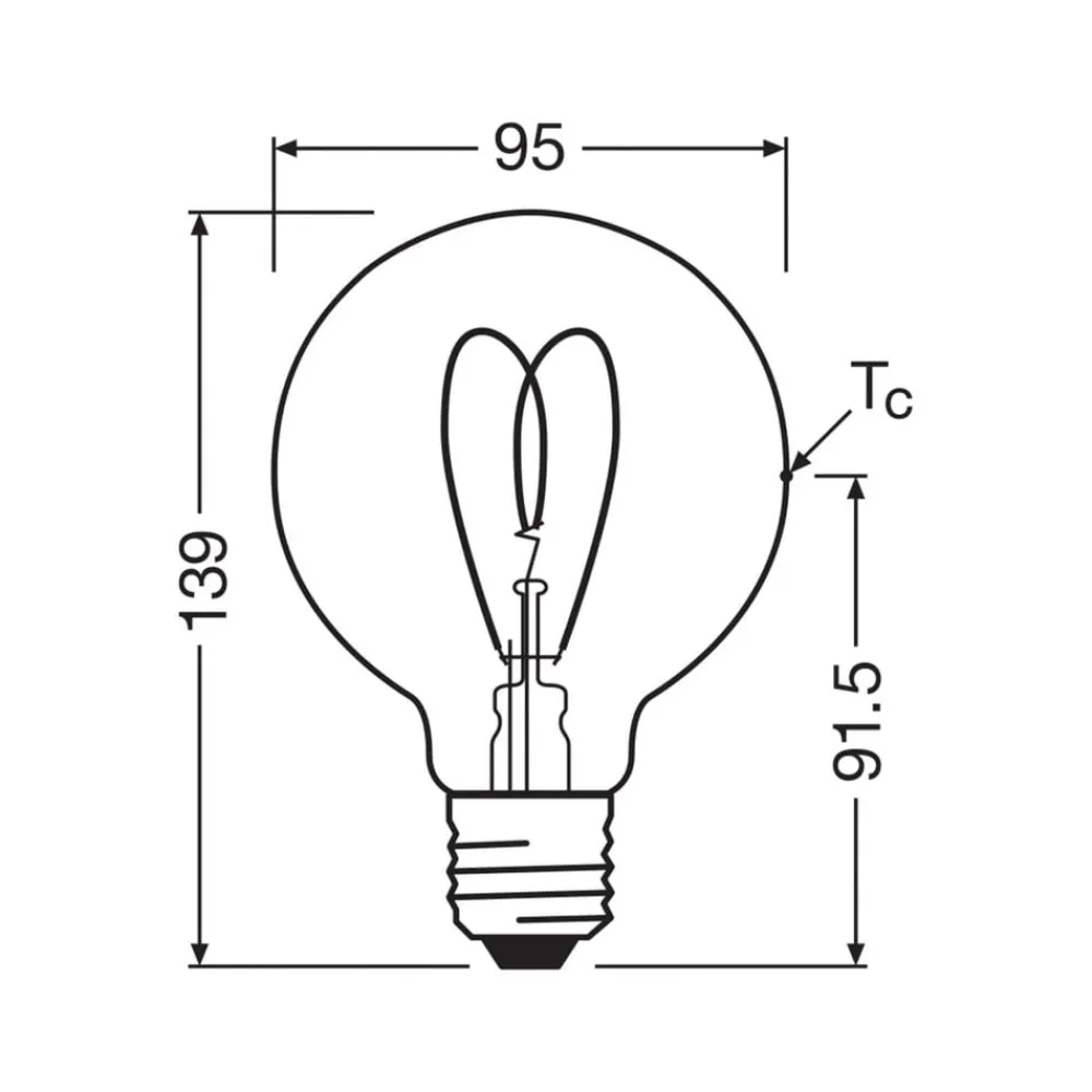 OSRAM Filament Pære > LED Vintage G95 E27 4,9W 922 Heart Filament guld dæmpbar