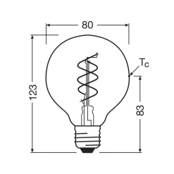 OSRAM Led Pærer > LED Vintage G80 E27 8W 922 Spiral Filament guld dæmpbar