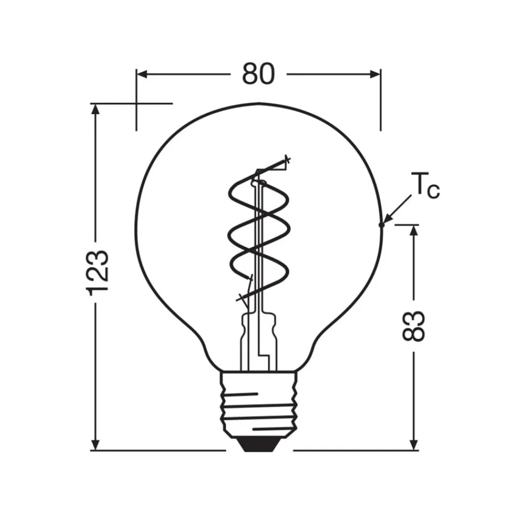 OSRAM Led Pærer > LED Vintage G80 E27 7,2W 927 Spiral Filament clear dæmpbar