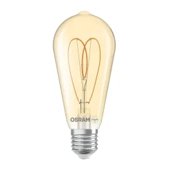 Filament Pære|Led Pærer ^ OSRAM LED Vintage ST64 E27 8W 922 Heart Filament guld dæmpbar