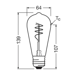 OSRAM Filament Pære > LED Vintage ST64 E27 3,4W 927 Spiral Filament clear