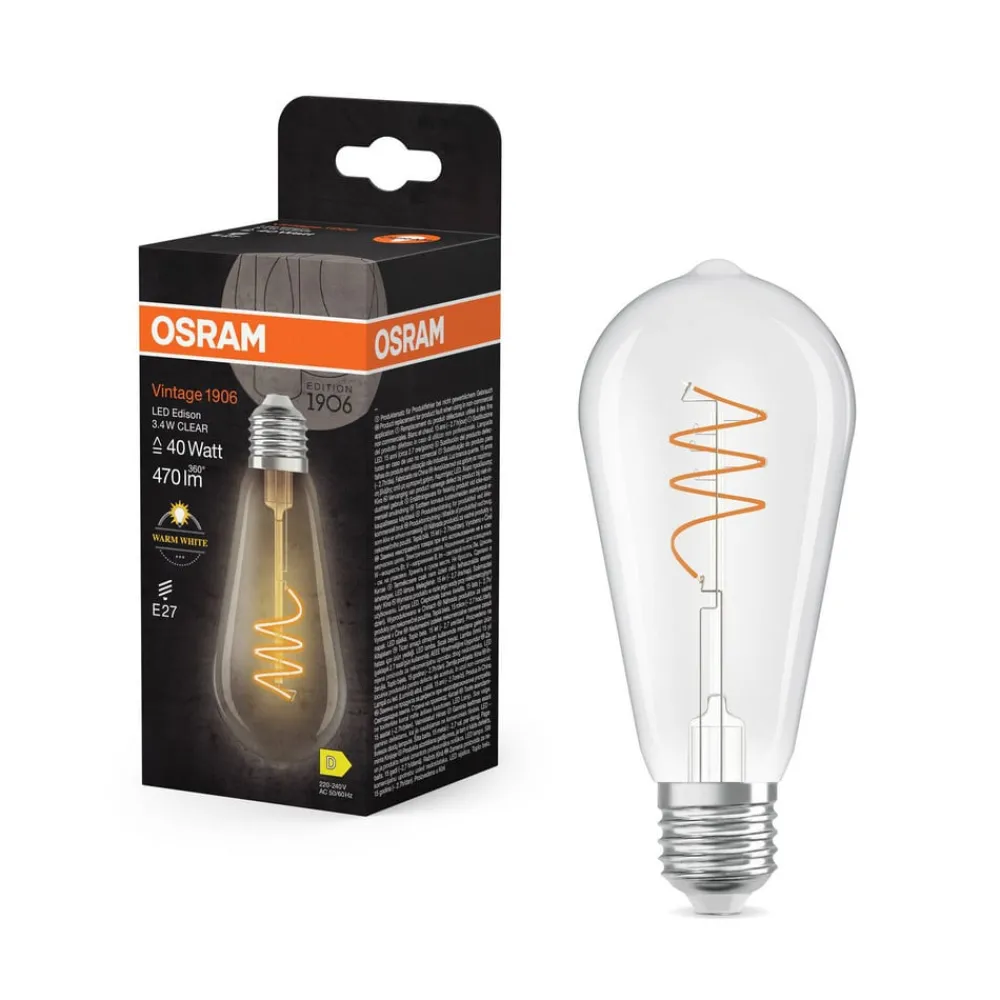 OSRAM Filament Pære > LED Vintage ST64 E27 3,4W 927 Spiral Filament clear