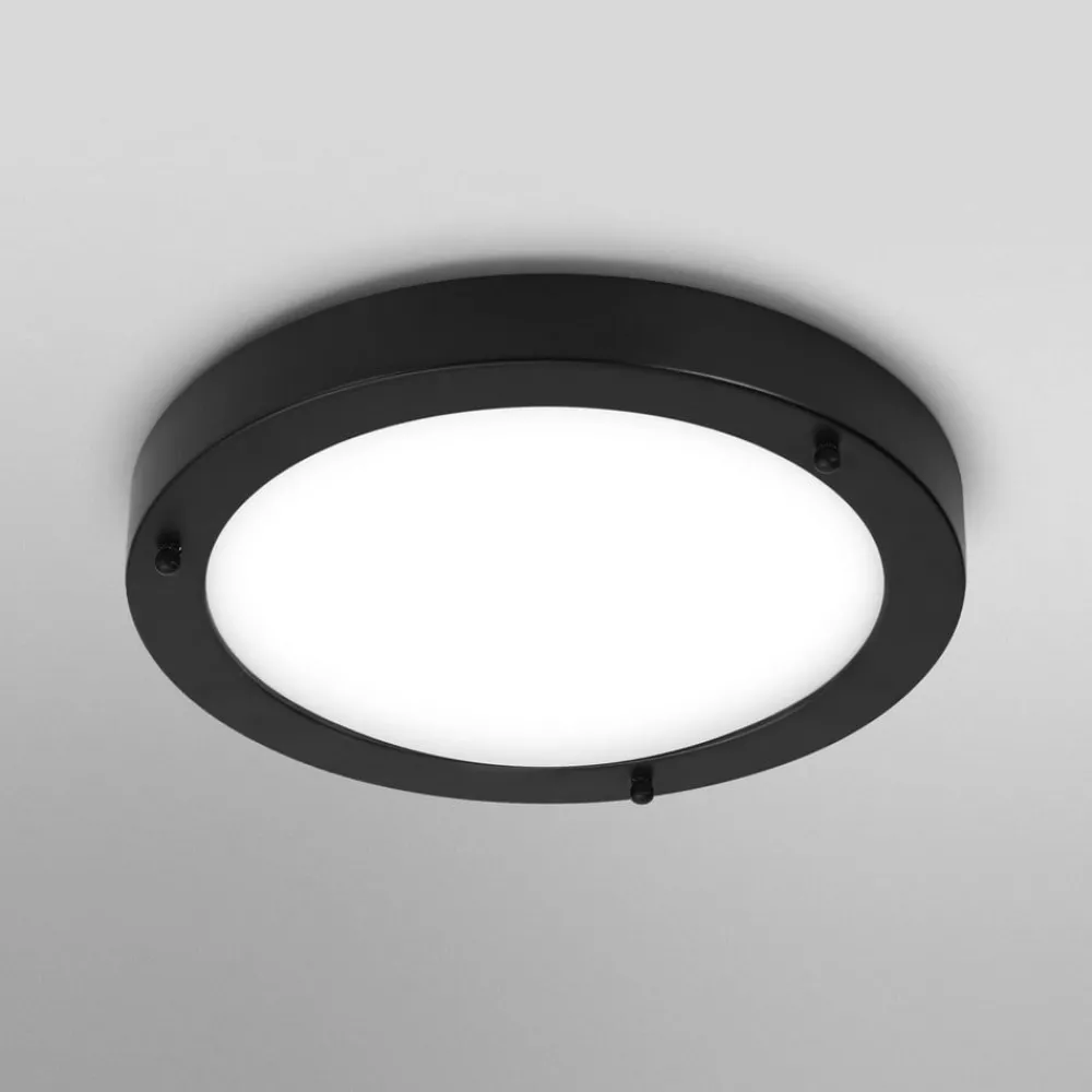 Loftlamper ^ OSRAM loftlampe BATHROOM, sort Ø 31 cm metal/glas IP44