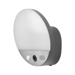 Væglampe Med Sensor|Væglamper ^ OSRAM SMART+ WiFi udendørs væglampe ROUND, kamera, sensor, grå