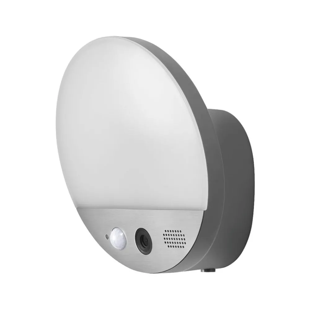 Væglampe Med Sensor|Væglamper ^ OSRAM SMART+ WiFi udendørs væglampe ROUND, kamera, sensor, grå