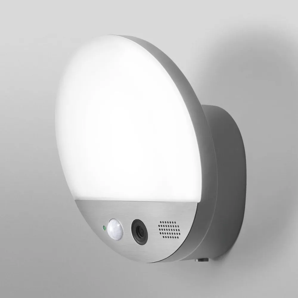 Væglampe Med Sensor|Væglamper ^ OSRAM SMART+ WiFi udendørs væglampe ROUND, kamera, sensor, grå