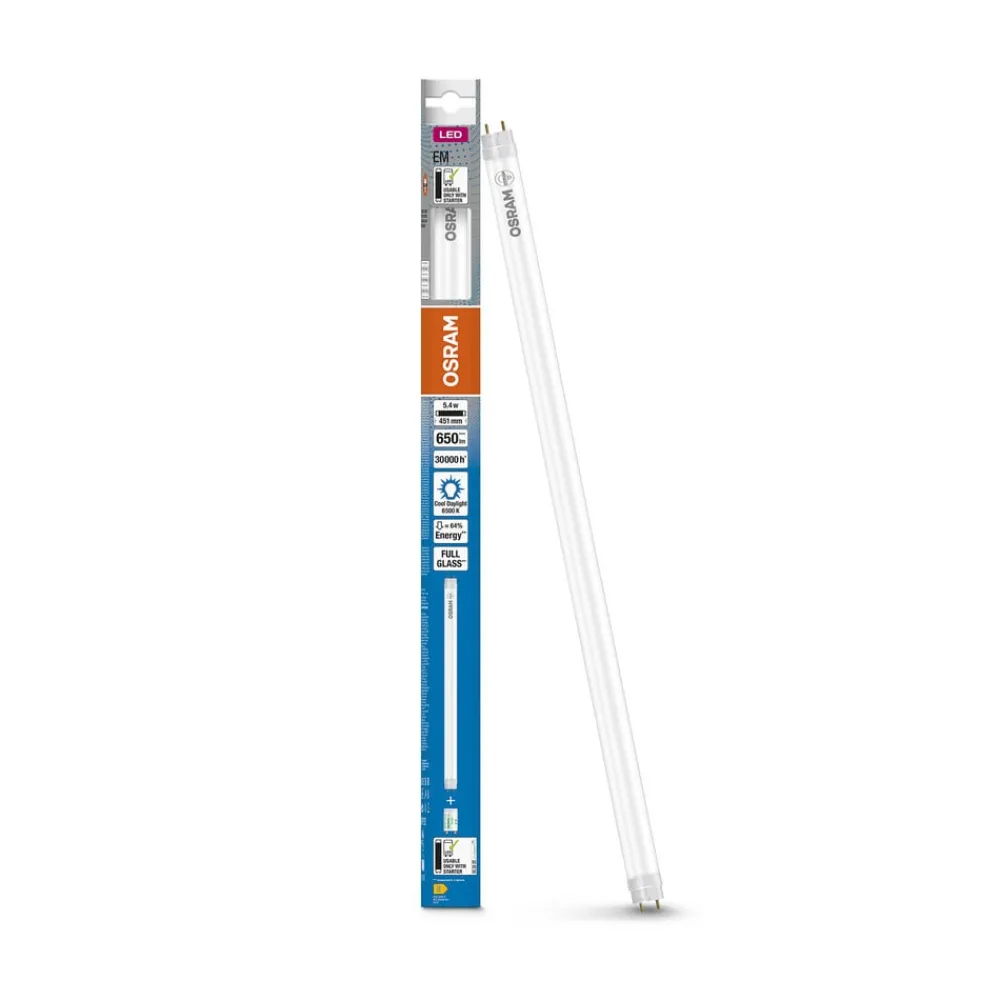 Lysstofrør ^ OSRAM SubstiTUBE LED G13 T8 EM 43,8cm 5,4W 6.500 K