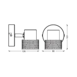 OSRAM Væglamper > vægspot CORK, sort, 1 spot, GU10-LED 927 dæmpbar