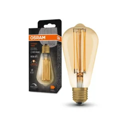 Dæmpbar Led-Pære|Filament Pære ^ OSRAM Vintage 1906 E27 8,8 W LED ST64 822 guld dim