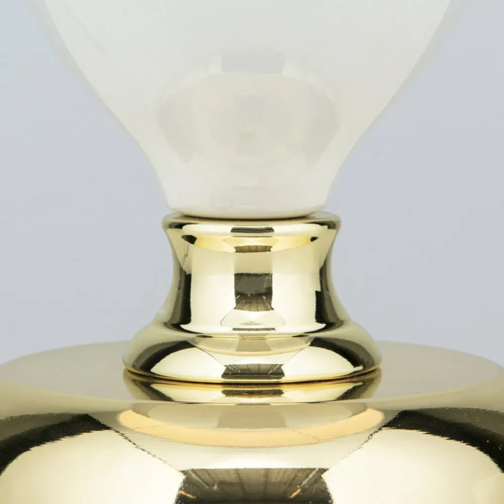 ORION Bordlamper > Ovum bordlampe, hvid/guldfarvet, højde 48 cm, keramik/chintz