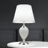 ORION Bordlamper > Ovum bordlampe, hvid/krom, højde 48 cm, keramik/chintz