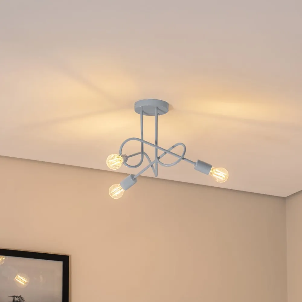 HELAM Loftlamper|Loftlamper > Oxford loftlampe, Ø 44 cm, lyseblå, metal, 3 lyskilder