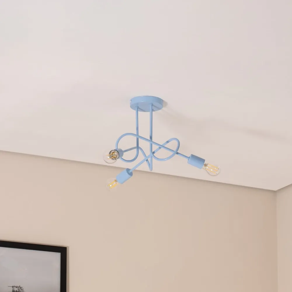 HELAM Loftlamper|Loftlamper > Oxford loftlampe, Ø 44 cm, lyseblå, metal, 3 lyskilder