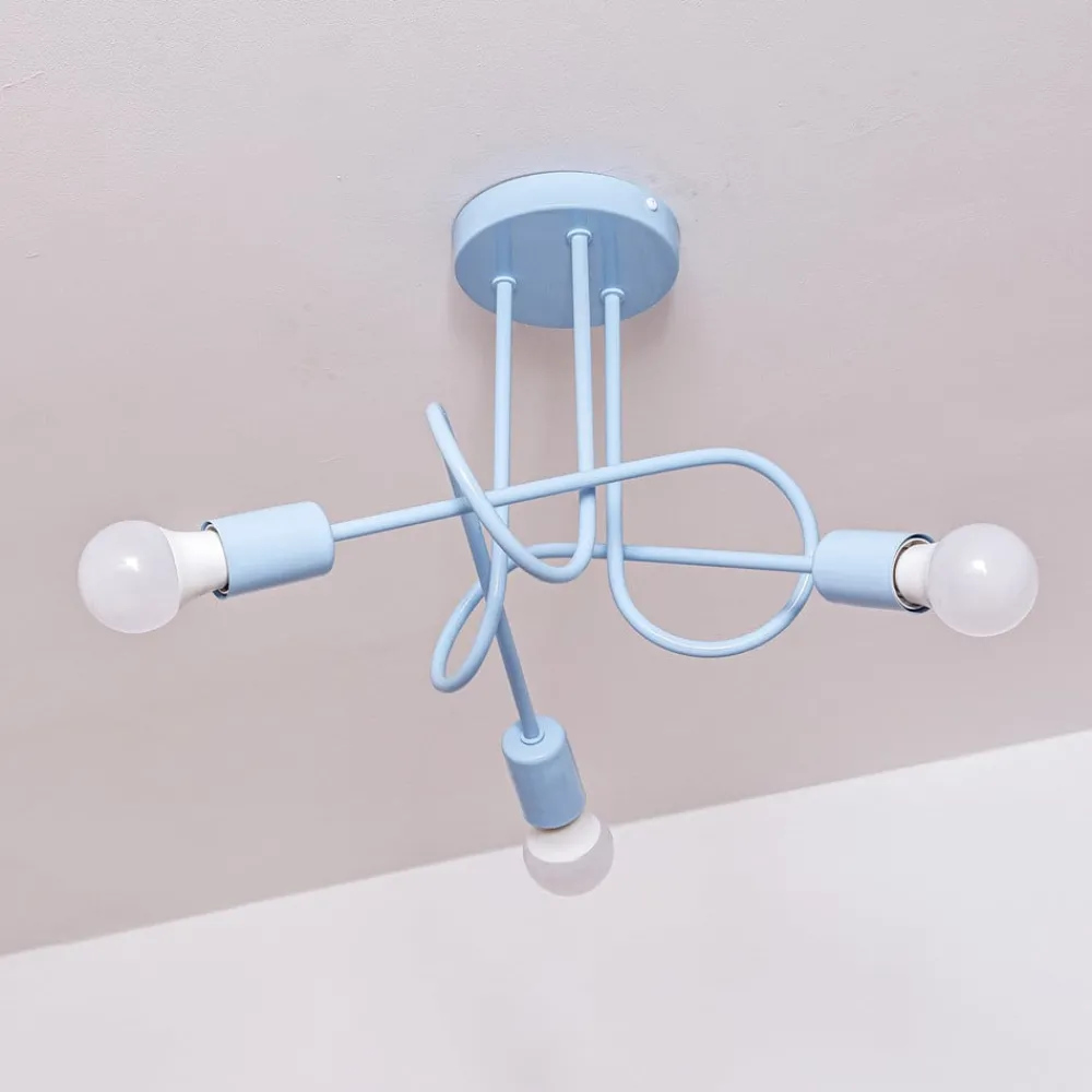 HELAM Loftlamper|Loftlamper > Oxford loftlampe, Ø 44 cm, lyseblå, metal, 3 lyskilder