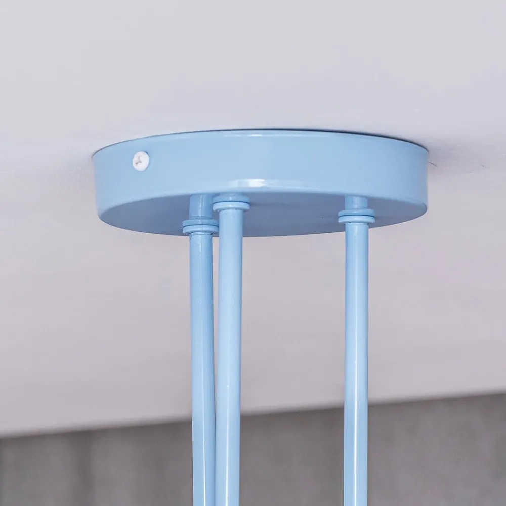 HELAM Loftlamper|Loftlamper > Oxford loftlampe, Ø 44 cm, lyseblå, metal, 3 lyskilder