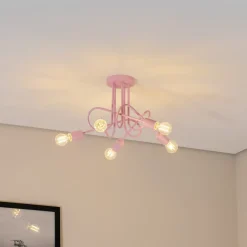 HELAM Loftlamper|Loftlamper > Oxford loftlampe, lyserød, Ø 47 cm, metal, 5 lyskilder