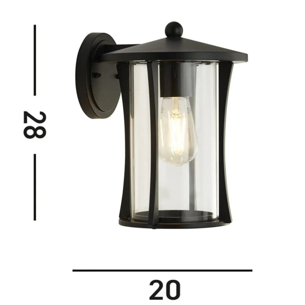Searchlight Væglamper > Pagoda udendørs væglampe, IP44, sort, metal, E27