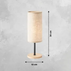 FISCHER & HONSEL Bordlamper > Parma bordlampe, beige, hør/træ, 30 cm høj, E14