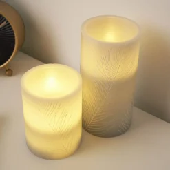 Pauleen Julepynt|Led Stearinlys > Cosy Feather Candle LED stearinlys sæt med 2 stk