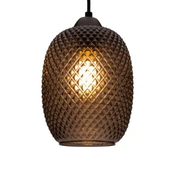 Pendellamper ^ Pauleen Gleaming Glamour hængelampe af røgfarvet glas