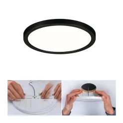 Loftlamper|Indbygningsspots ^ Paulmann Areo LED-panel rund sort 4000K Ø17,5cm