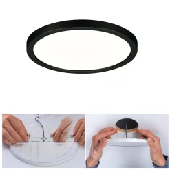 Loftlamper|Indbygningsspots ^ Paulmann Areo LED-panel rund sort 4000K Ø17,5cm