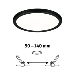 Loftlamper|Indbygningsspots ^ Paulmann Areo LED-panel rund sort 4000K Ø17,5cm