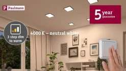 Paulmann Loftlamper|Indbygningsspots > Areo Panel dimtowarm, kantet, krom 17,5cm
