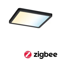 Loftlamper|Indbygningsspots ^ Paulmann Areo ZigBee CCT kantet sort 17,5x17,5cm