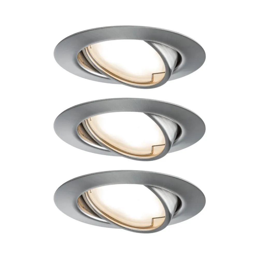 Indbygningsspots ^ Paulmann Base, LED-indbygningsspot, 3 sæt, jern