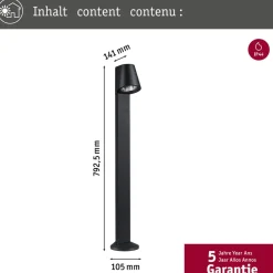 Gadebelysning Med Sensor|Gadebelysning ^ Paulmann Caissa sensor-vejlampe antracit 3000K