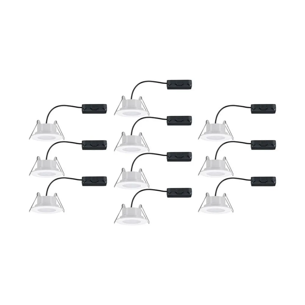 Arbejdsrum/Kontor|Gang ^ Paulmann Calla LED-indbygningsspot, hvid, 4.000K, sæt med 10 stk., IP65