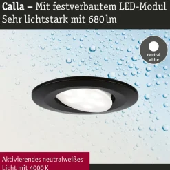 Paulmann Loftlamper|Indbygningsspots > Calla, sort drejelig 4.000K ikke dæmpbar 10s