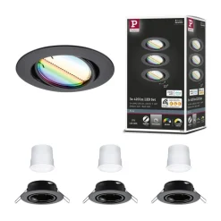 Paulmann Loftlamper|Indbygningsspots > Coin Base LED indbygningsspot sort 3 RGBW ZigBee