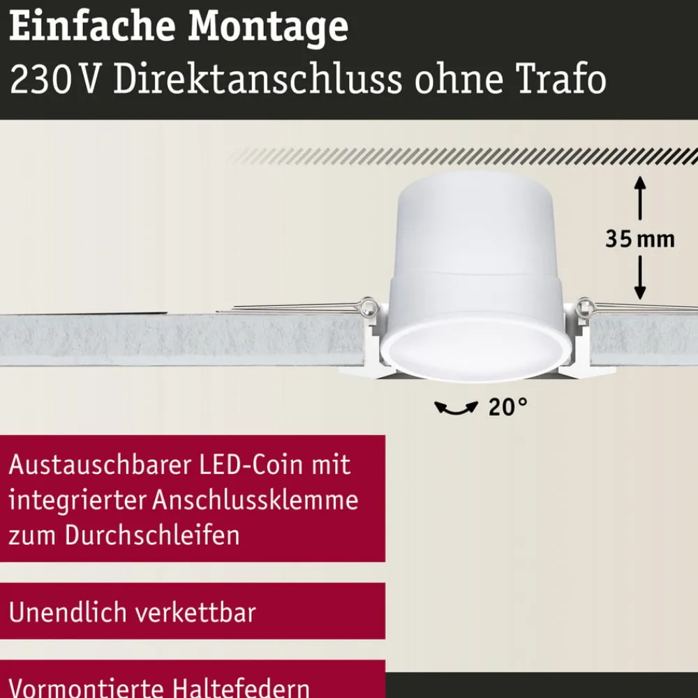 Paulmann Loftlamper|Indbygningsspots > Coin Base LED indbygningsspot sort 3 RGBW ZigBee