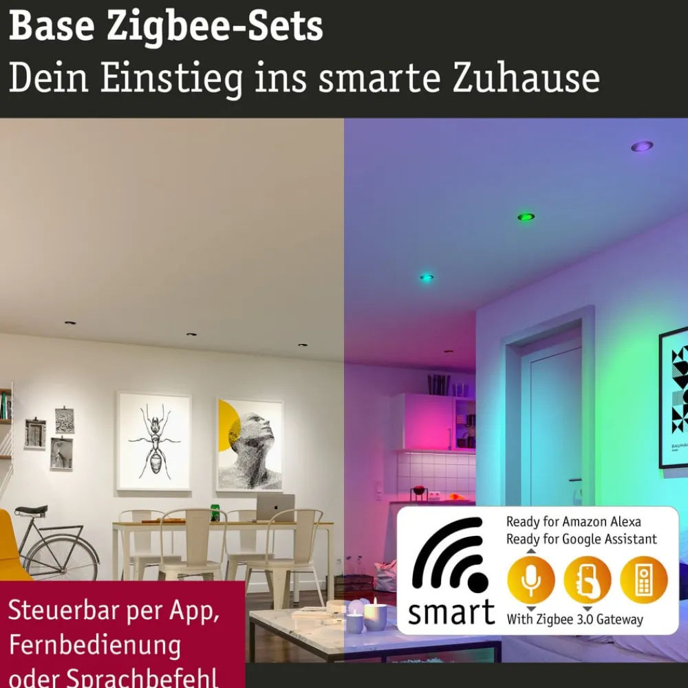 Paulmann Loftlamper|Indbygningsspots > Coin Base LED indbygningsspot sort 3 RGBW ZigBee