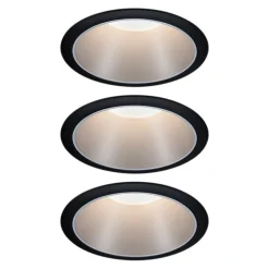 Indbygningsspots|Spotlights ^ Paulmann Cole LED-spotlight, sølv-sort, 3 stk.