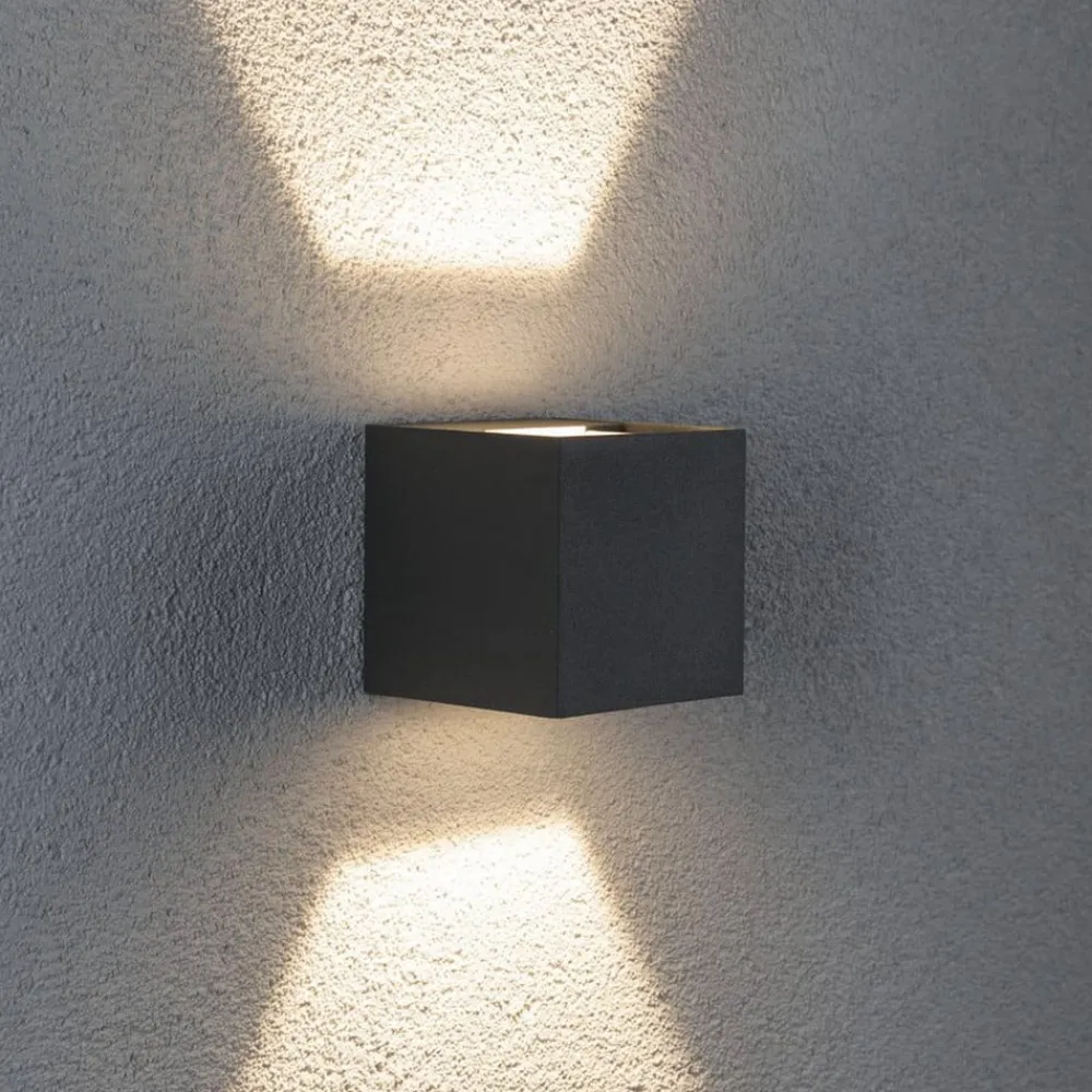 Paulmann Væglamper > Cybo udendørs LED-væglampe, 2.700 K, 8 x 8 cm, grå