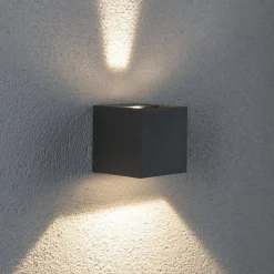Paulmann Væglamper > Cybo udendørs LED-væglampe, 2.700 K, 8 x 8 cm, grå