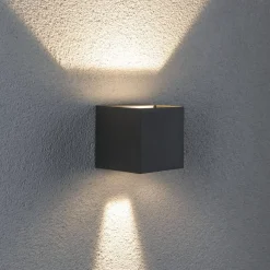 Paulmann Væglamper > Cybo udendørs LED-væglampe, 2.700 K, 8 x 8 cm, grå