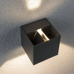 Paulmann Væglamper > Cybo udendørs LED-væglampe, 2.700 K, 8 x 8 cm, grå