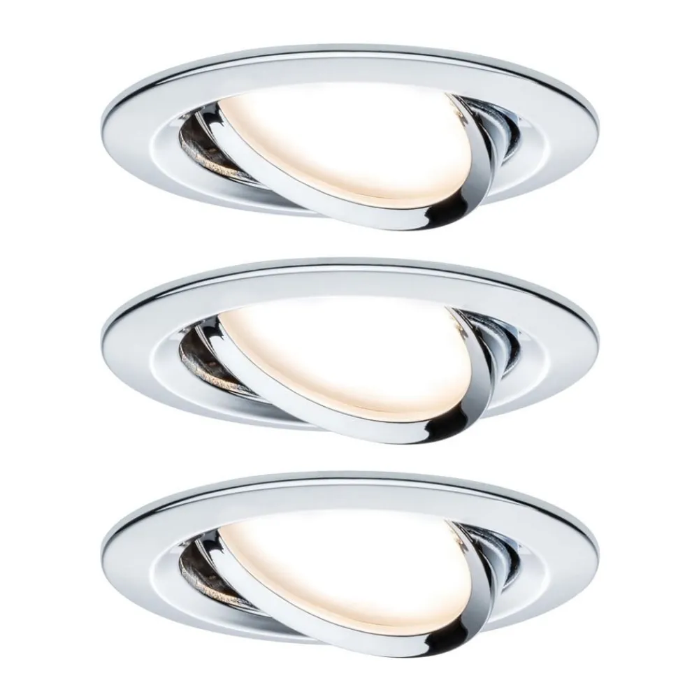 Paulmann Loftlamper|Indbygningsspots > 3-delt spot Nova Coin rund vippelig, krom