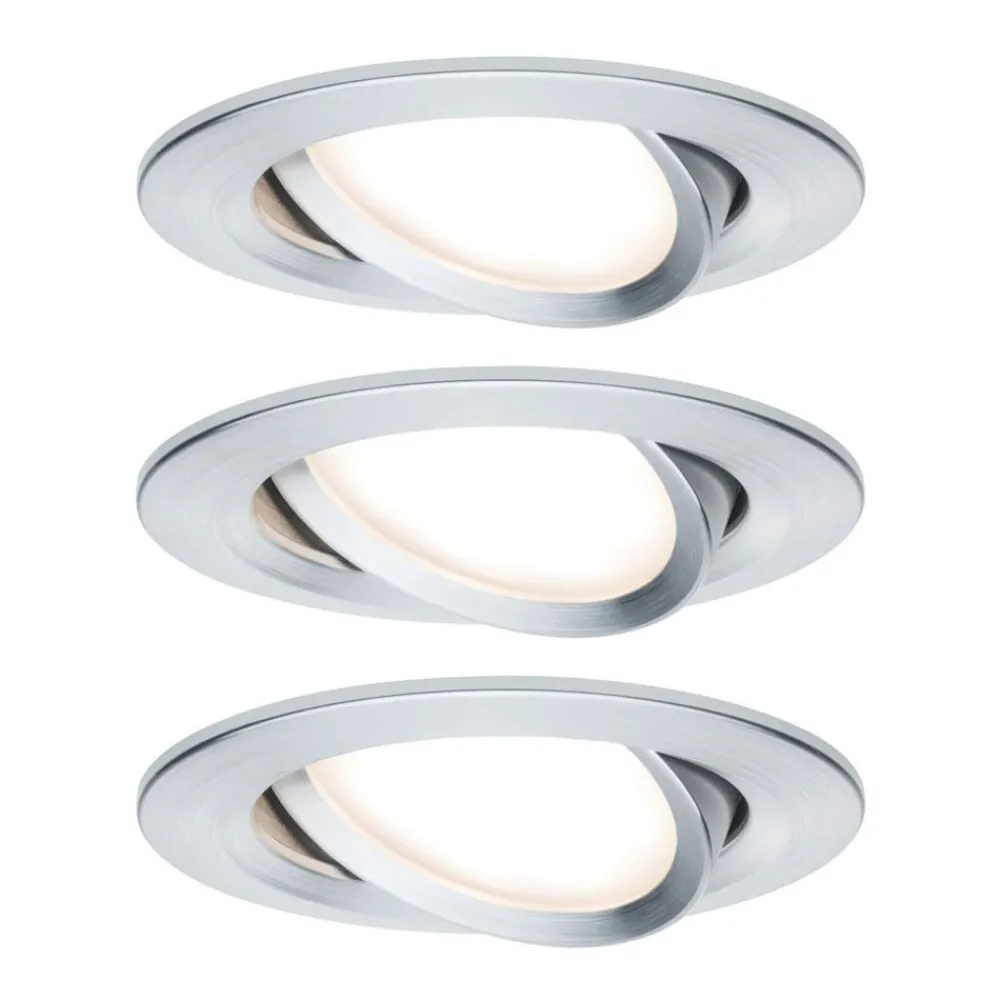 Paulmann Loftlamper|Indbygningsspots > 3-delt spot Nova Coin rund vippelig, alu