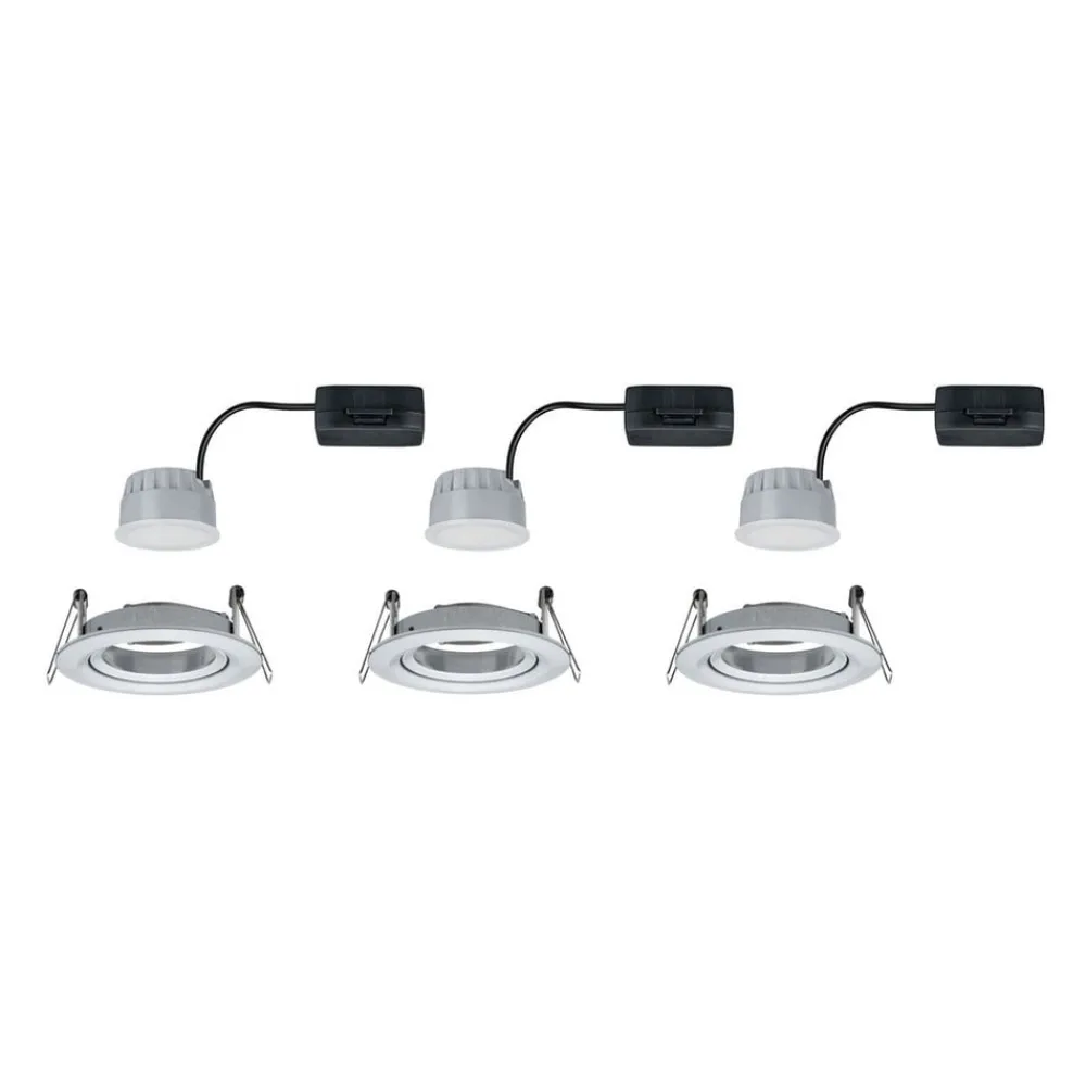 Paulmann Loftlamper|Indbygningsspots > 3-delt spot Nova Coin rund vippelig, alu