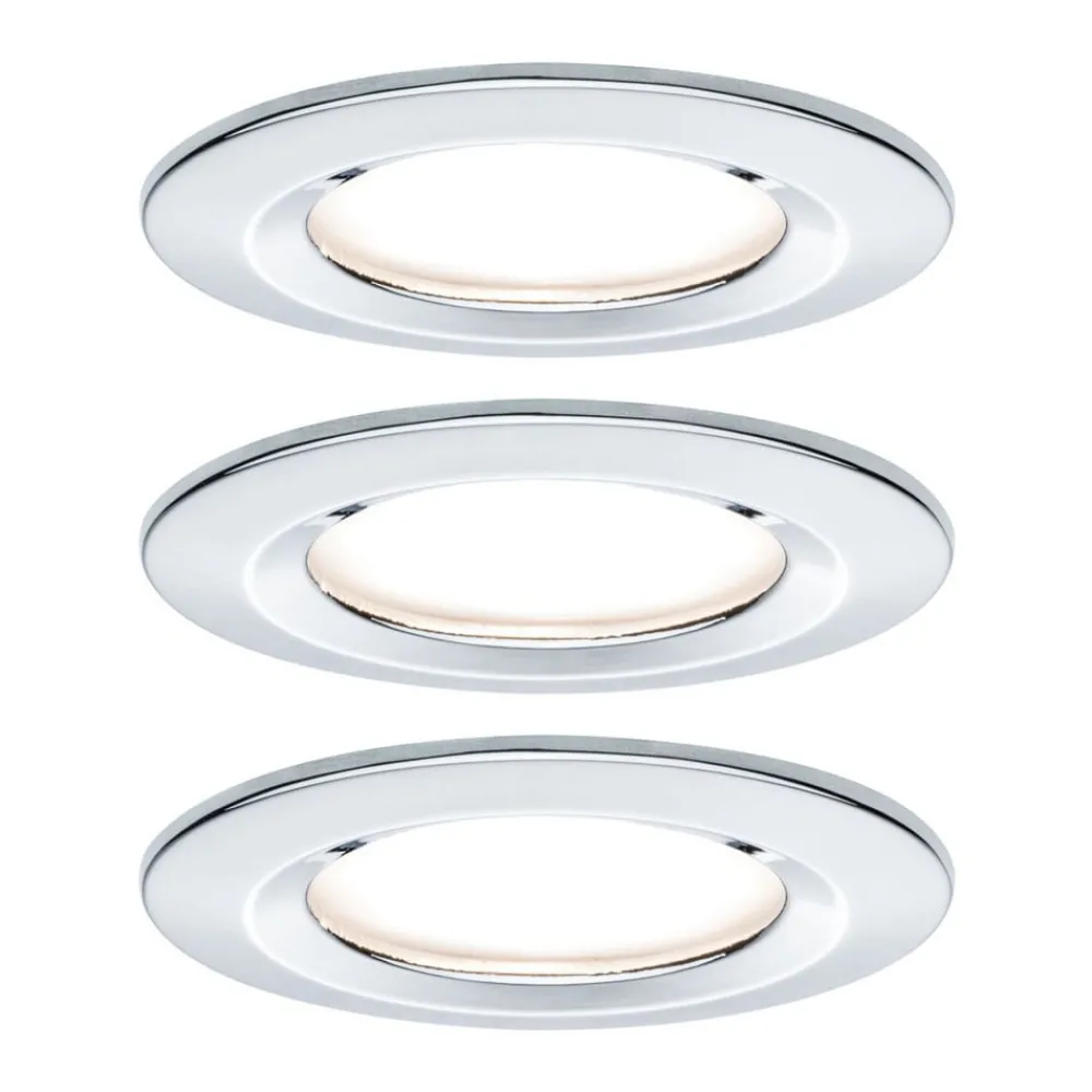 Paulmann Loftlamper|Indbygningsspots > 3-delt spot Nova rund, IP44 dæmpbar krom